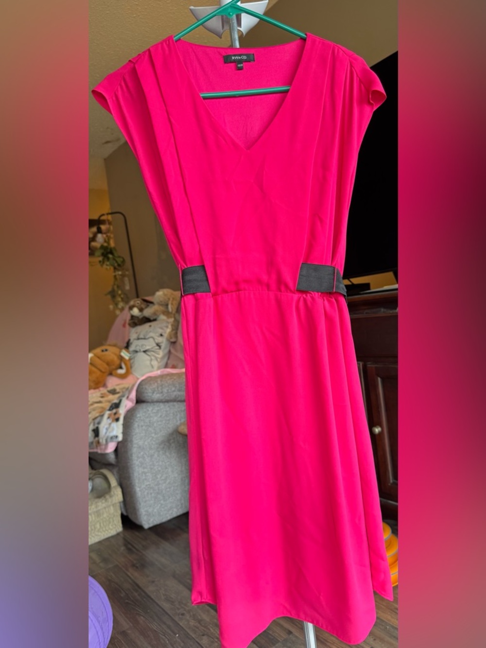 RW&CO Pink V-Neck Day Dress size xs